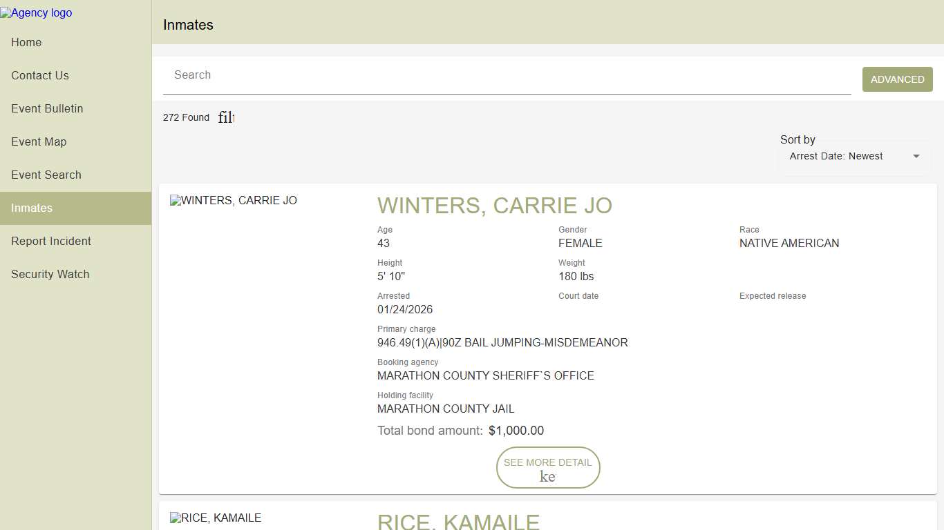 Wausau Police Department Police To Citizen Police to Citizen - Inmates catalog